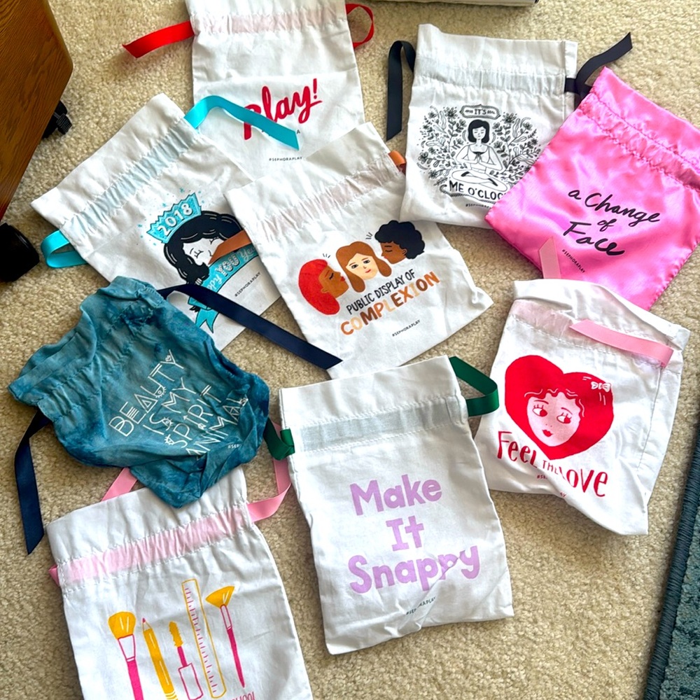 LOT OF NINE NEW SEPHORA PLAY BAGS